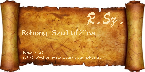 Rohony Szultána névjegykártya